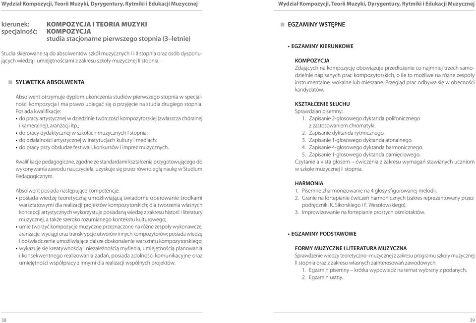 szkoły muzycznej II stopnia.