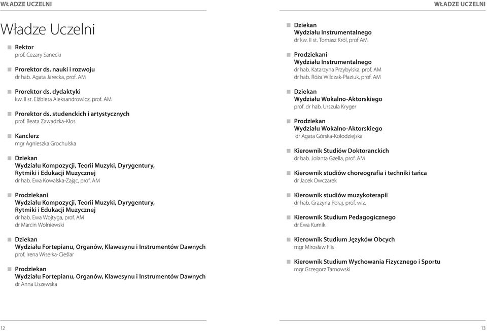 Ewa Kowalska-Zając, prof. AM Prodziekani Wydziału Kompozycji, Teorii Muzyki, Dyrygentury, Rytmiki i Edukacji Muzycznej dr hab. Ewa Wojtyga, prof.