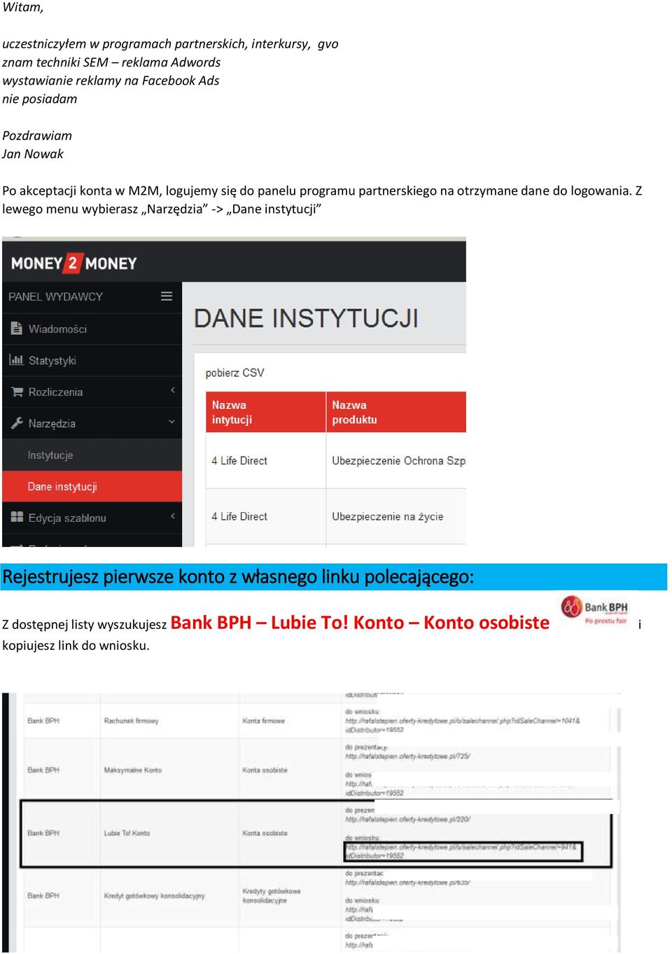 partnerskiego na otrzymane dane do logowania.