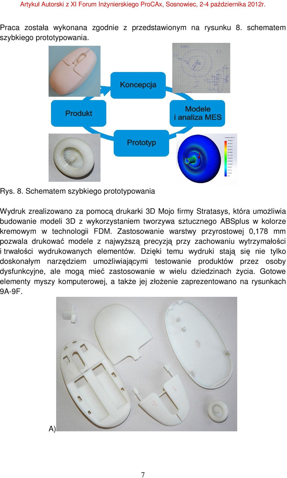 Schematem szybkiego prototypowania Wydruk zrealizowano za pomocą drukarki 3D Mojo firmy Stratasys, która umożliwia budowanie modeli 3D z wykorzystaniem tworzywa sztucznego ABSplus w