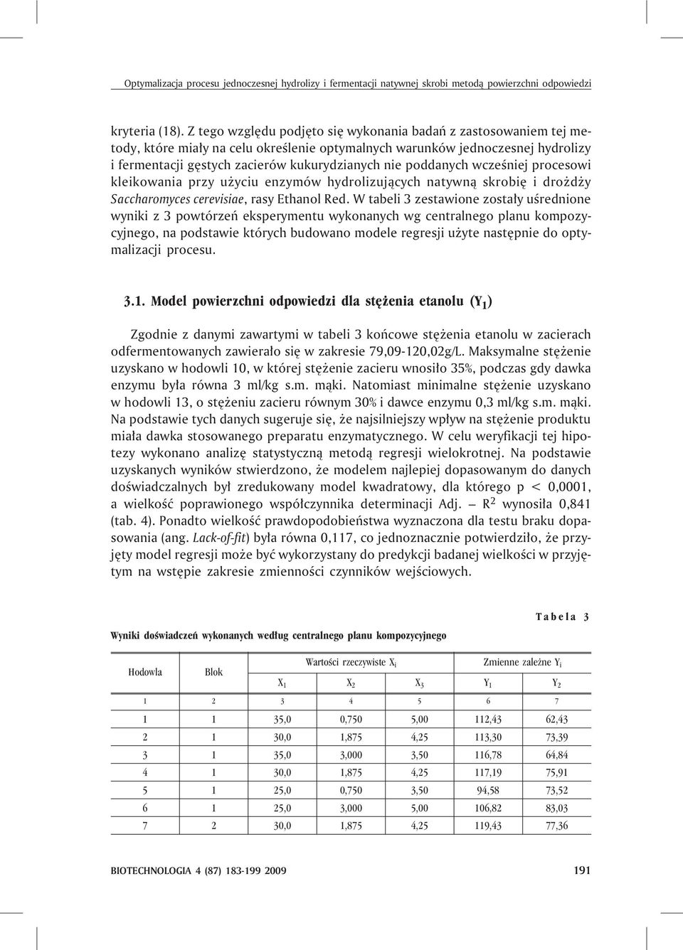 poddanych wczeœniej procesowi kleikowania przy u yciu enzymów hydrolizuj¹cych natywn¹ skrobiê i dro d y Saccharomyces cerevisiae, rasy Ethanol Red.