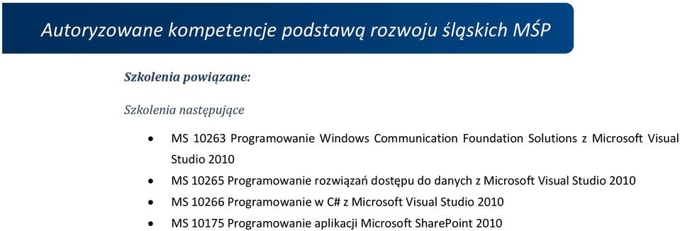 Programowanie rozwiązań dostępu do danych z Microsoft Visual Studio 2010 MS 10266