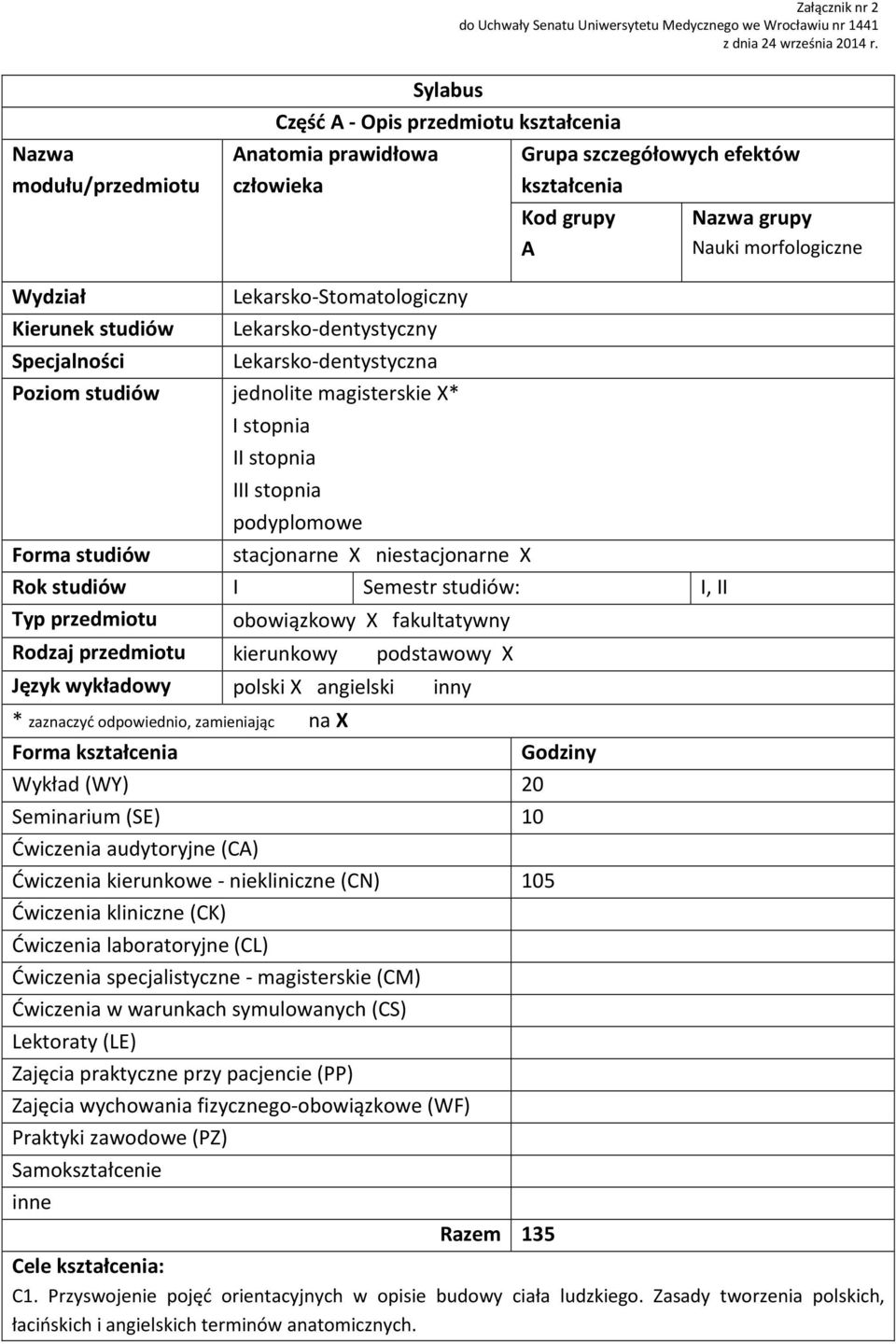 Kierunek studiów Lekarsko-Stomatologiczny Lekarsko-dentystyczny Specjalności Lekarsko-dentystyczna Poziom studiów jednolite magisterskie X* I stopnia II stopnia III stopnia podyplomowe Forma studiów