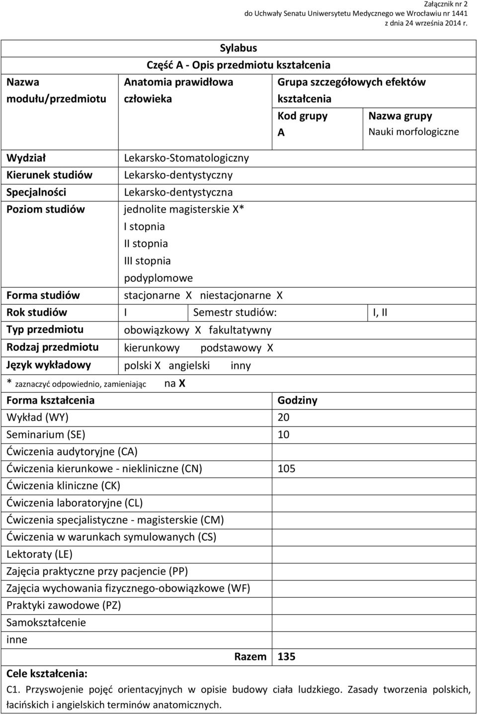 Kierunek studiów Lekarsko-Stomatologiczny Lekarsko-dentystyczny Specjalności Lekarsko-dentystyczna Poziom studiów jednolite magisterskie X* I stopnia II stopnia III stopnia podyplomowe Forma studiów