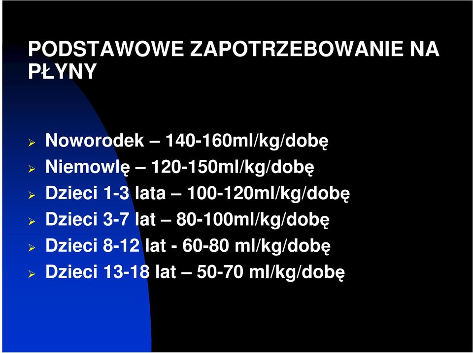 lata 100-120ml/kg/dobę Dzieci 3-7 lat 80-100ml/kg/dobę