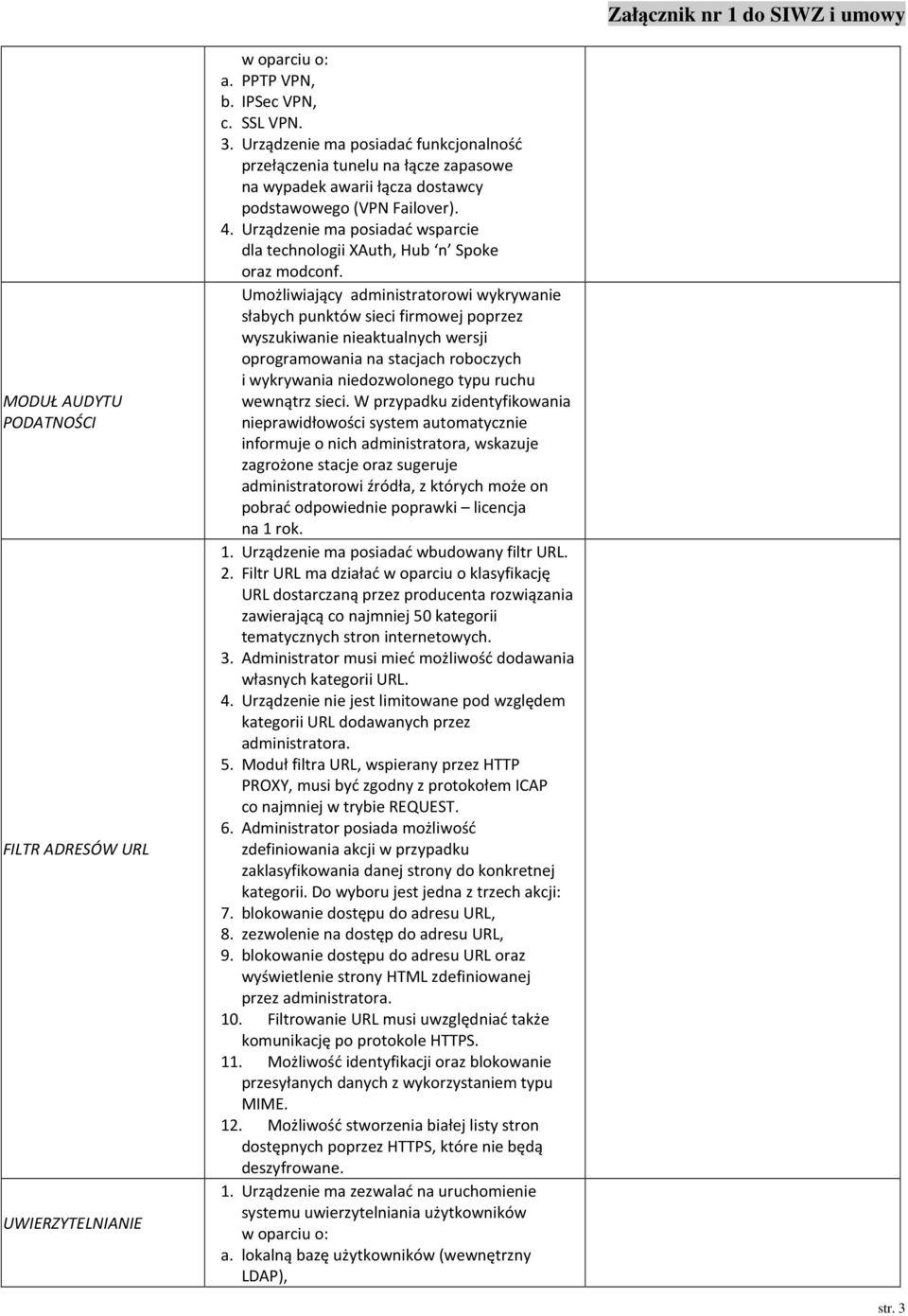 Urządzenie ma posiadać wsparcie dla technologii XAuth, Hub n Spoke oraz modconf.