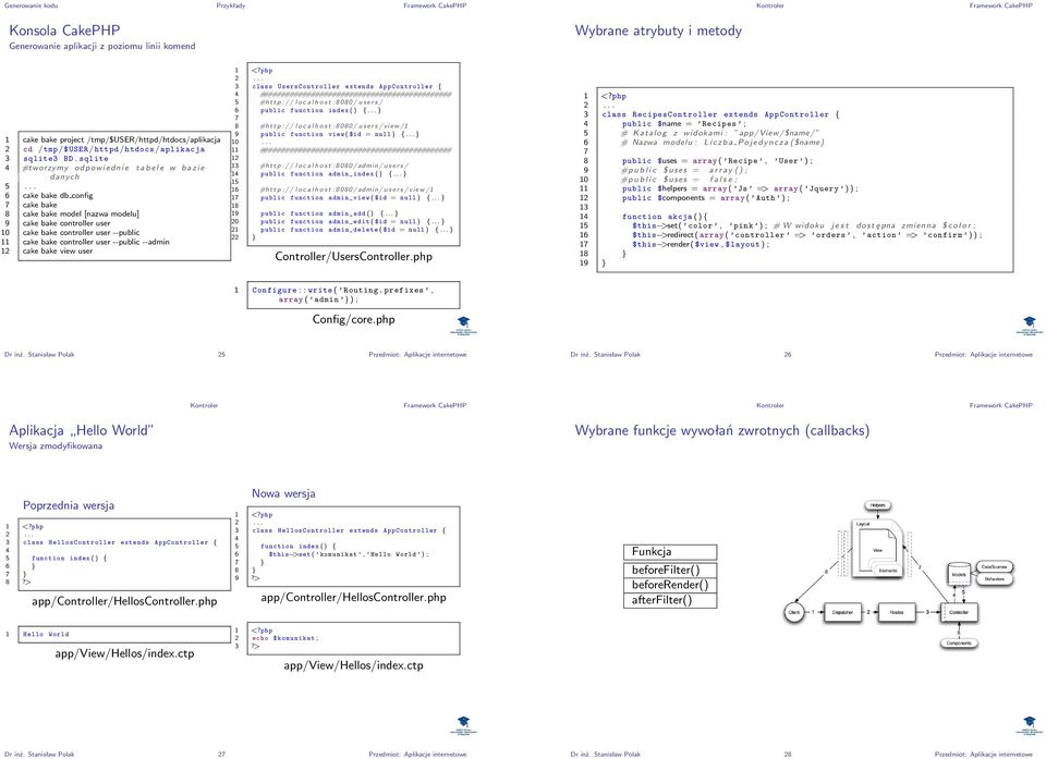 .. 6 cake bake db config 7 cake bake 8 cake bake model [nazwa modelu] 9 cake bake controller user 10 cake bake controller user --public 11 cake bake controller user --public --admin 12 cake bake view