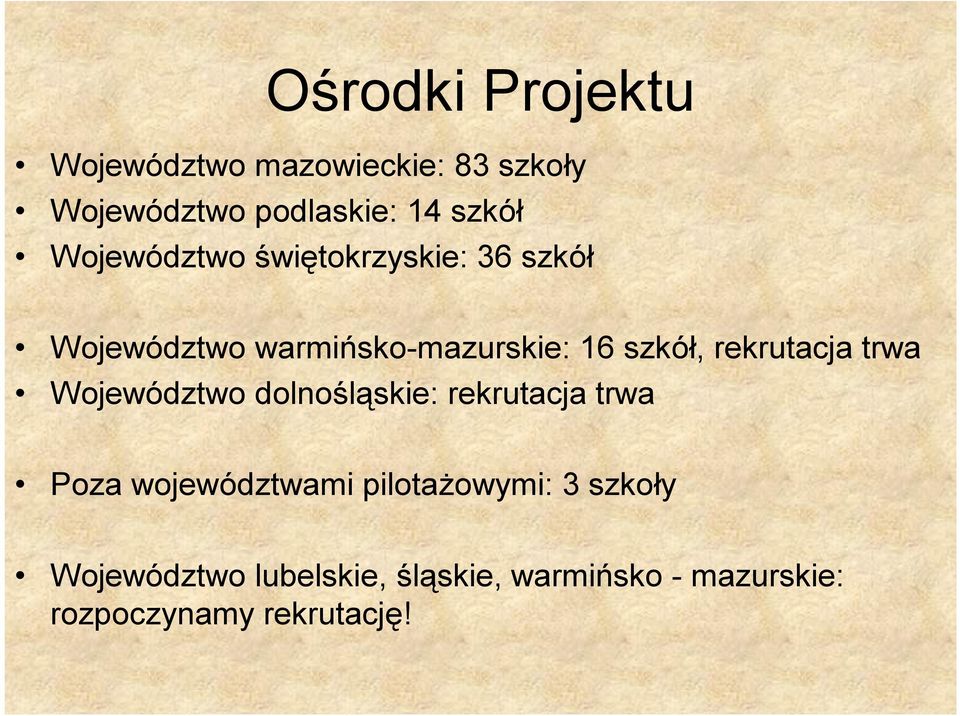 rekrutacja trwa Województwo dolnośląskie: rekrutacja trwa Poza województwami