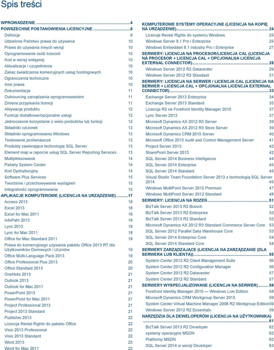 komercyjnych usług hostingowych 10 Ograniczenia techniczne 10 Inne prawa 10 Dokumentacja 11 Outsourcing zarządzania oprogramowaniem 11 Zmiana przypisania licencji 11 Aktywacja produktu 12 Funkcje