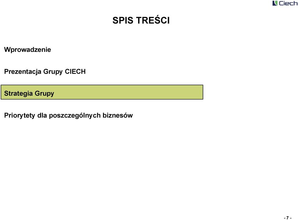 Strategia Grupy Priorytety