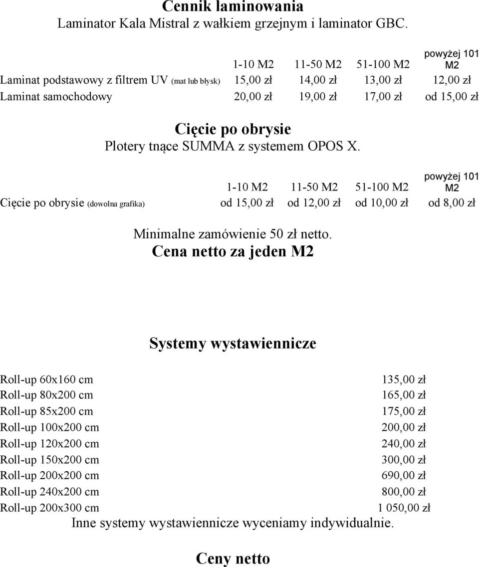 obrysie Plotery tnące SUMMA z systemem OPOS X.