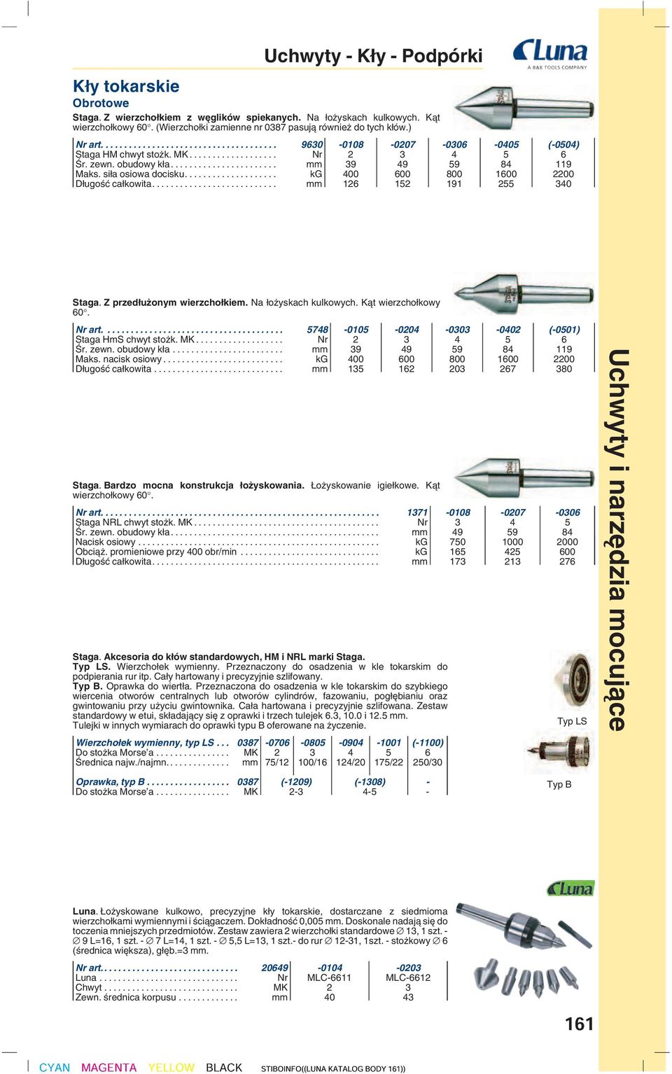 si a osiowa docisku.................... kg 400 600 800 1600 2200 D ugoêç ca kowita........................... mm 126 152 191 255 340 Staga. Z przed u onym wierzcho kiem. Na o yskach kulkowych.