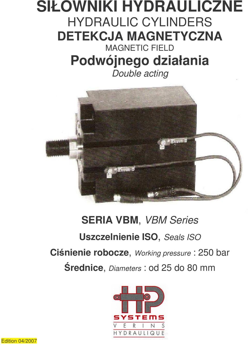 Series Uszczelnienie ISO, Seals ISO Ciśnienie robocze, Working
