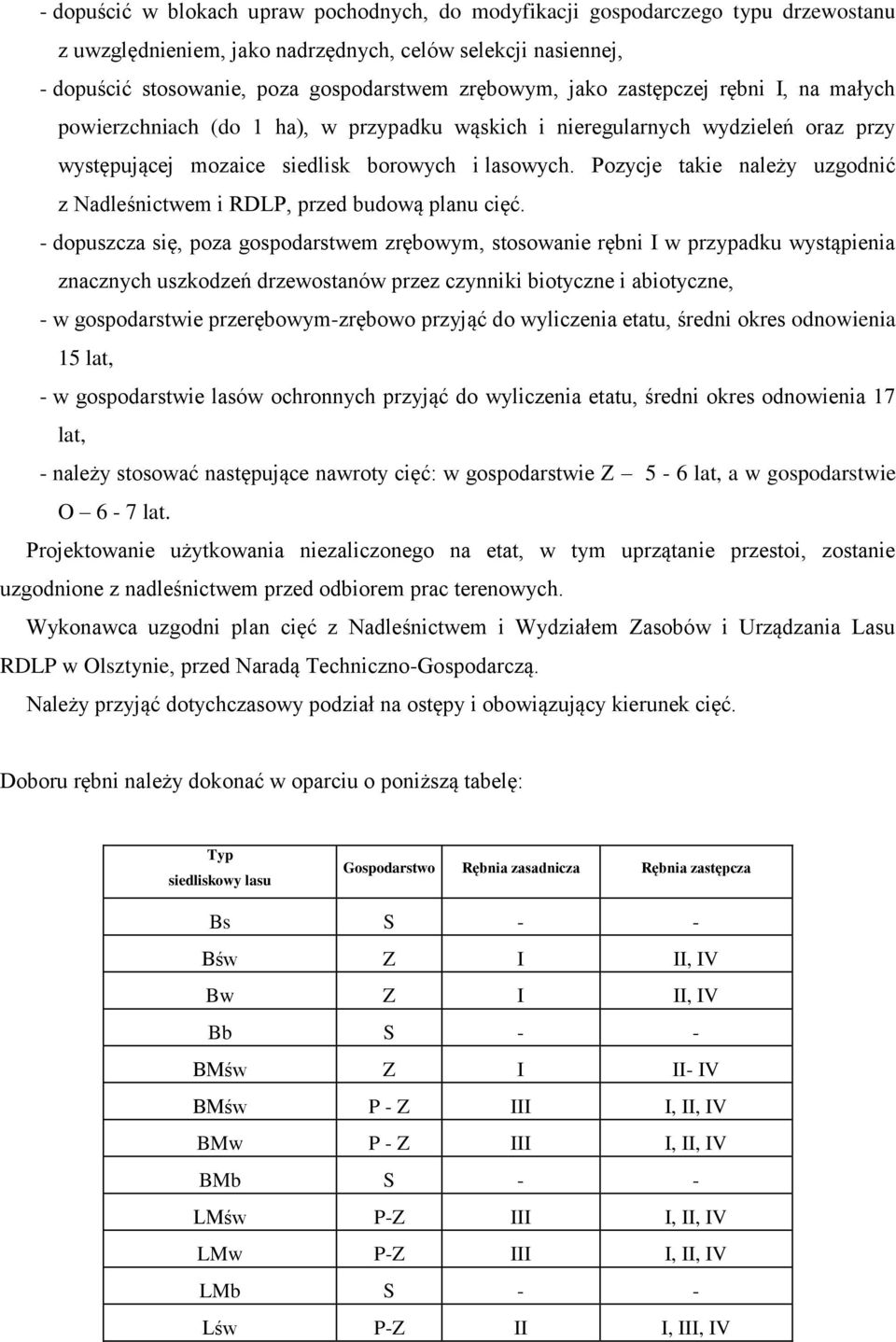 Pozycje takie należy uzgodnić z Nadleśnictwem i RDLP, przed budową planu cięć.