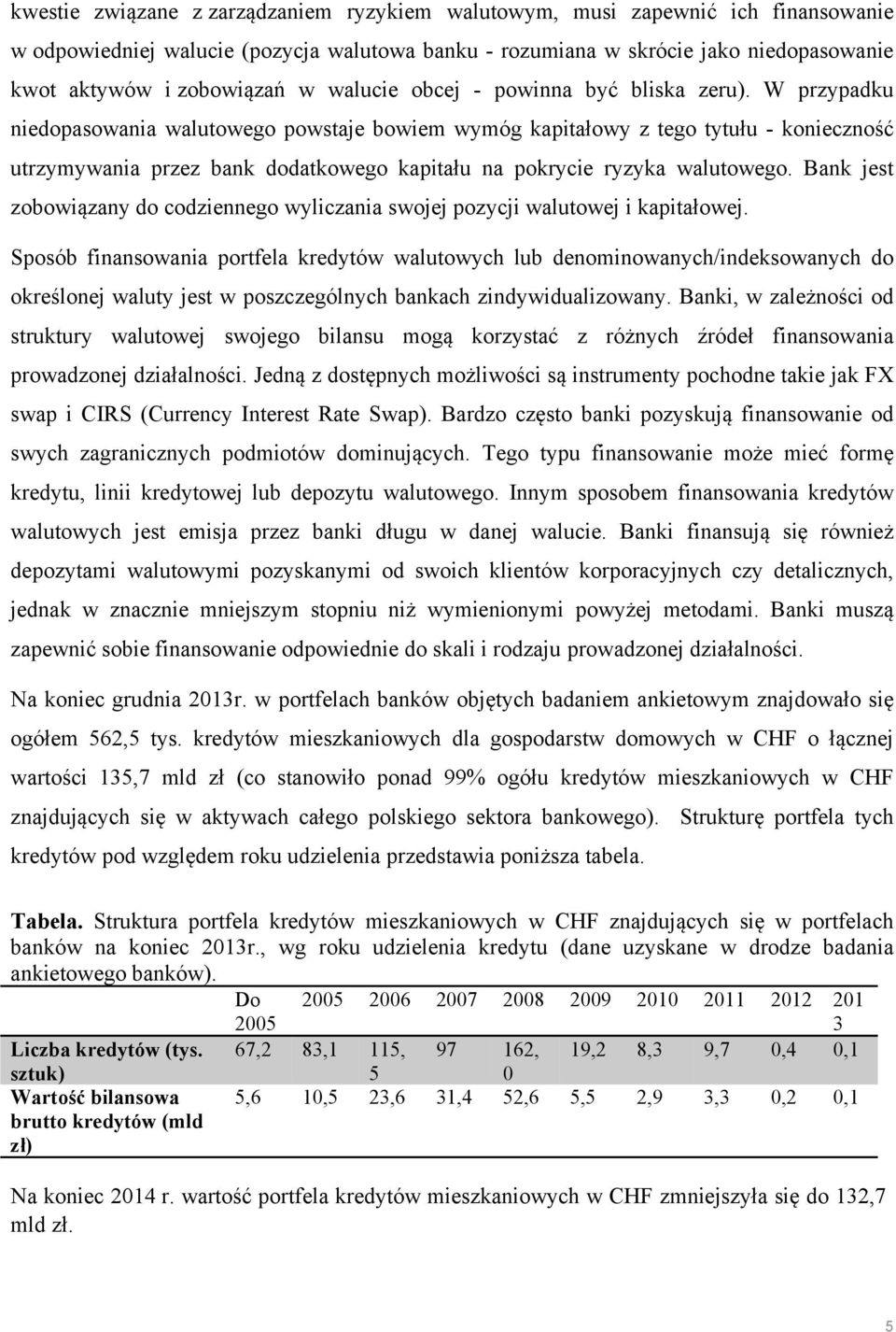 W przypadku niedopasowania walutowego powstaje bowiem wymóg kapitałowy z tego tytułu - konieczność utrzymywania przez bank dodatkowego kapitału na pokrycie ryzyka walutowego.