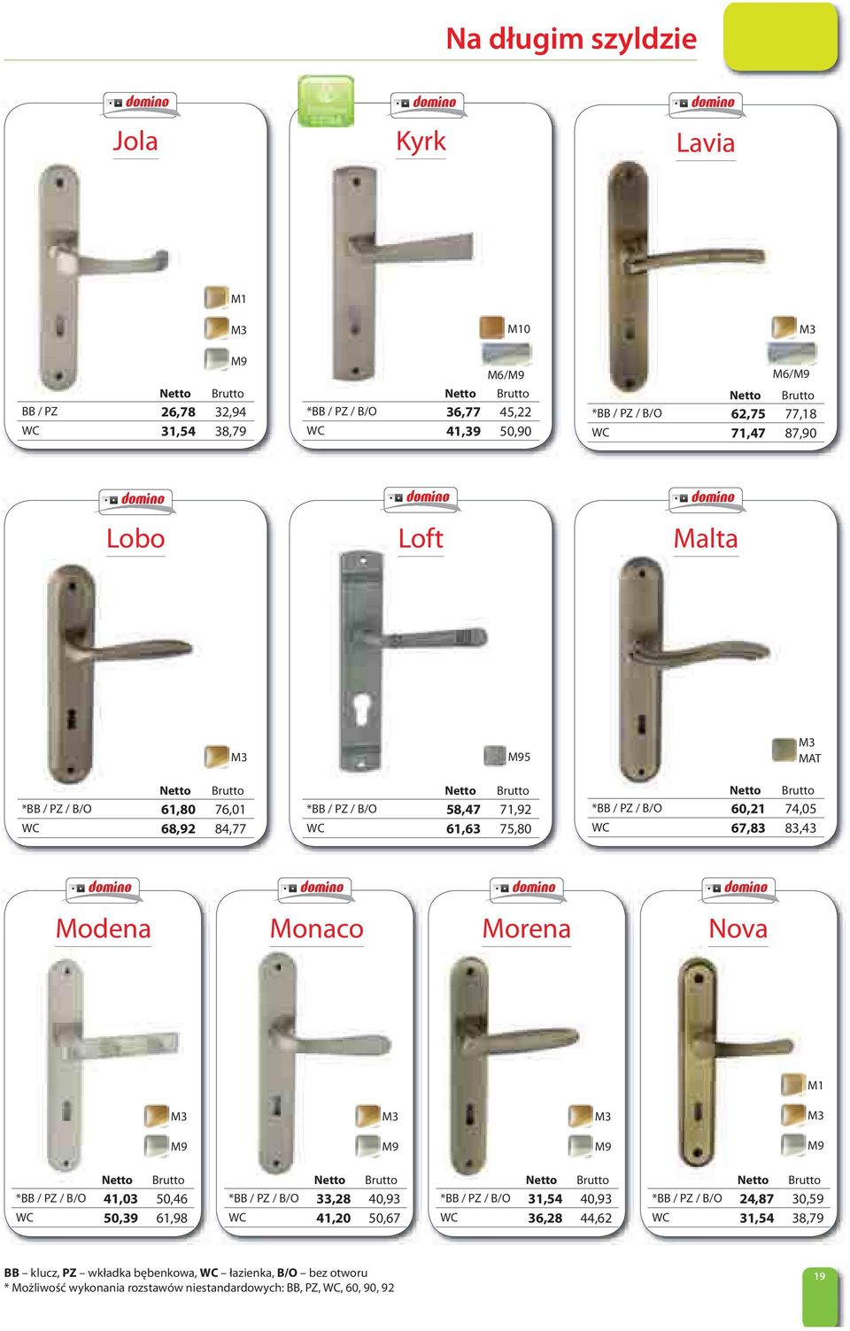 Monaco Morena Nova M1 *BB / PZ / B/O 41,03 50,46 WC 50,39 61,98 *BB / PZ / B/O 33,28 40,93 WC 41,20 50,67 *BB / PZ / B/O 31,54 40,93 WC 36,28 44,62 *BB / PZ / B/O