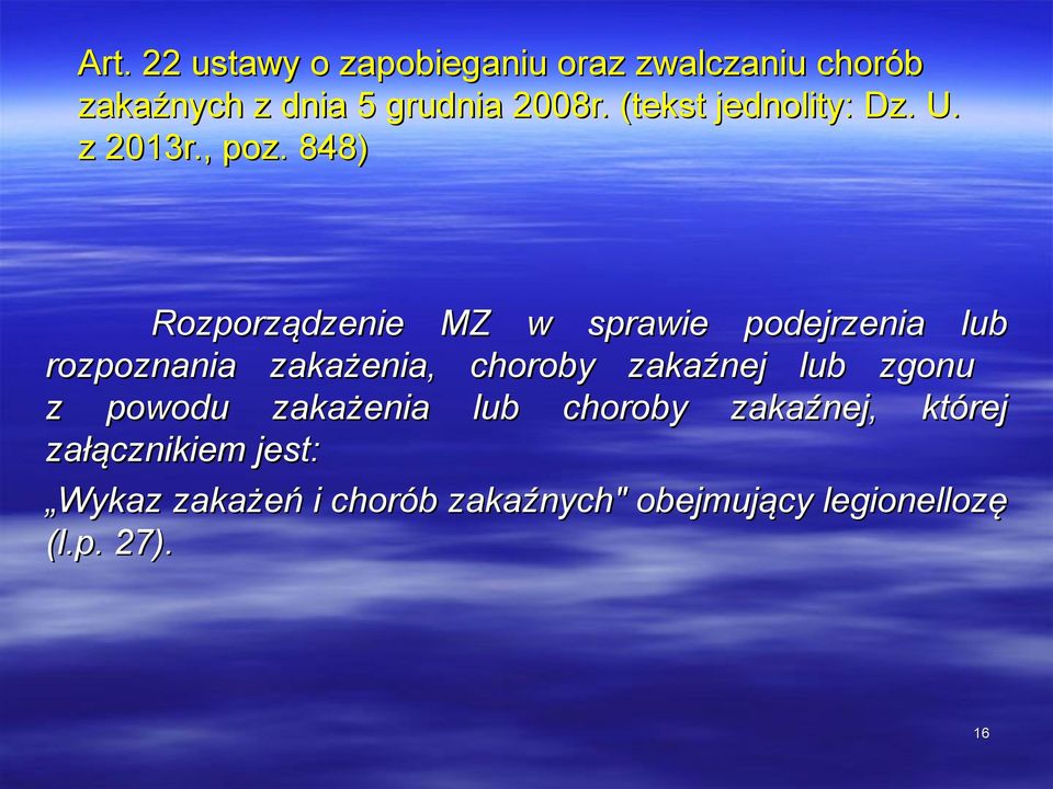 848) Rozporządzenie MZ w sprawie podejrzenia lub rozpoznania zakażenia, choroby zakaźnej