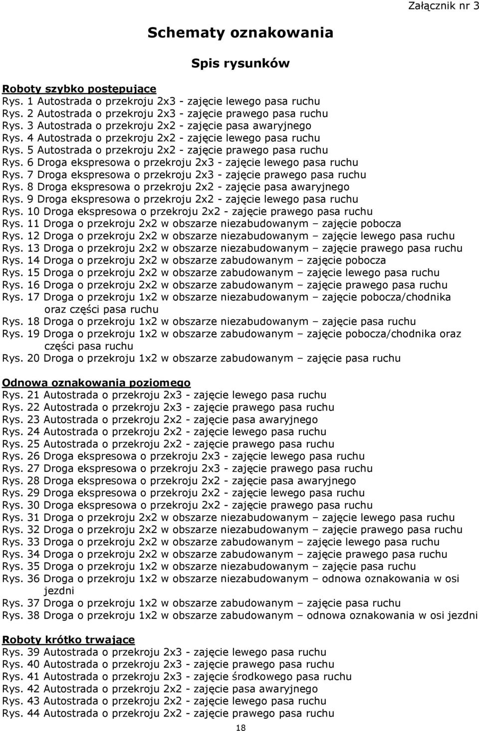 5 Autostrada o przekroju 2x2 - zajęcie prawego pasa ruchu Rys. 6 Droga ekspresowa o przekroju 2x3 - zajęcie lewego pasa ruchu Rys. 7 Droga ekspresowa o przekroju 2x3 - zajęcie prawego pasa ruchu Rys.