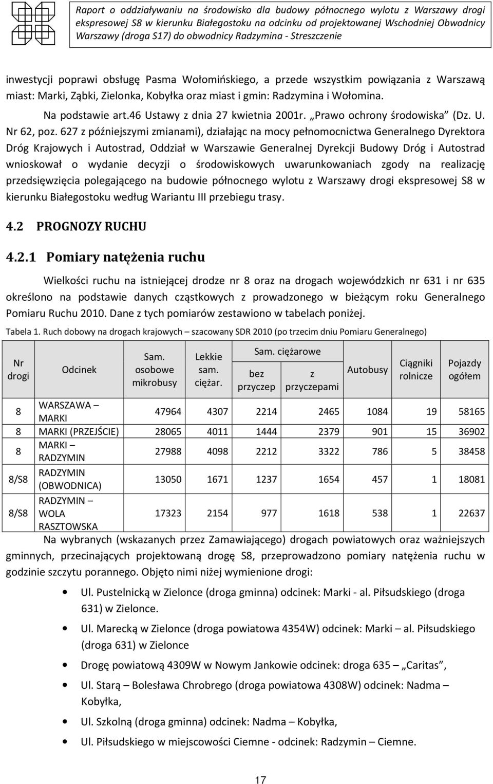 627 z późniejszymi zmianami), działając na mocy pełnomocnictwa Generalnego Dyrektora Dróg Krajowych i Autostrad, Oddział w Warszawie Generalnej Dyrekcji Budowy Dróg i Autostrad wnioskował o wydanie