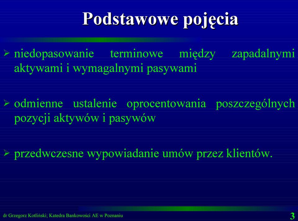 ustalenie oprocentowania poszczególnych pozycji