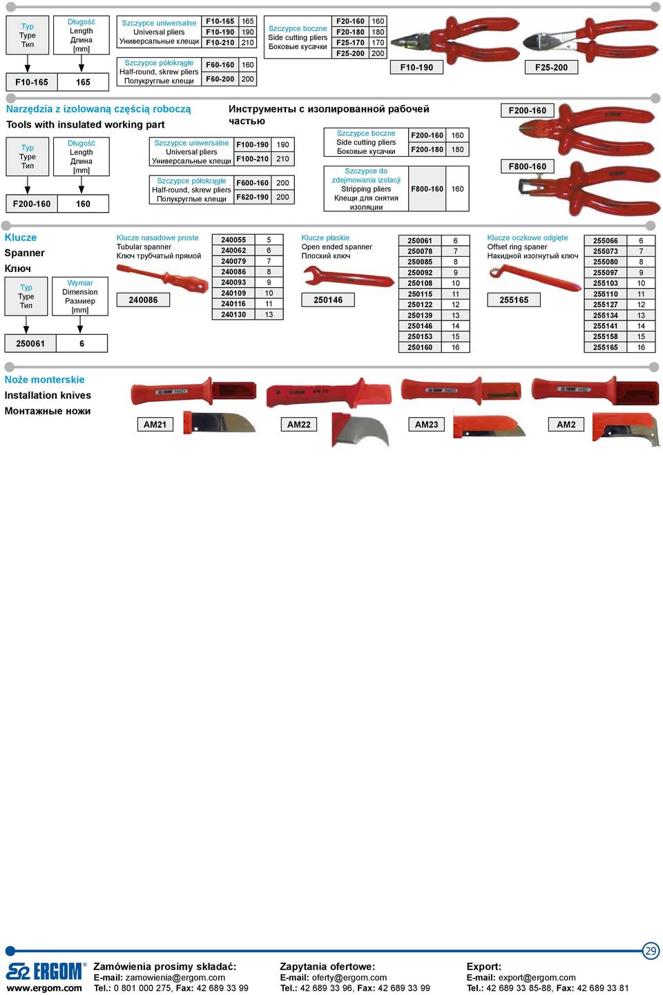 Długość Length Длина F200160 160 Szczypce uniwersalne F100190 190 Universal pliers Универсальные клещи F100210 210 Szczypce półokrągłe F600160 200 Halfround, skrew pliers Полукруглые клещи F620190