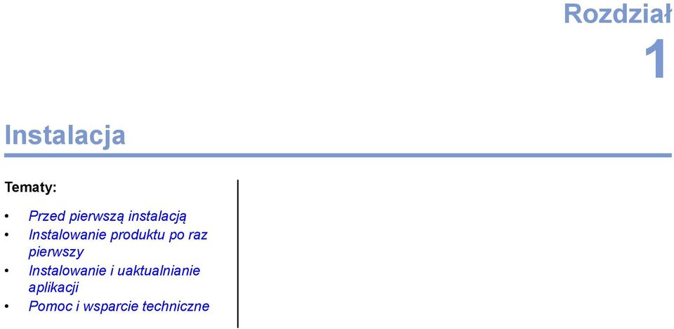 produktu po raz pierwszy Instalowanie i