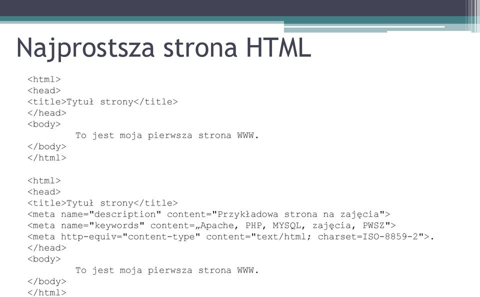 strona na zajęcia"> <meta name="keywords" content= Apache, PHP, MYSQL, zajęcia, PWSZ"> <meta