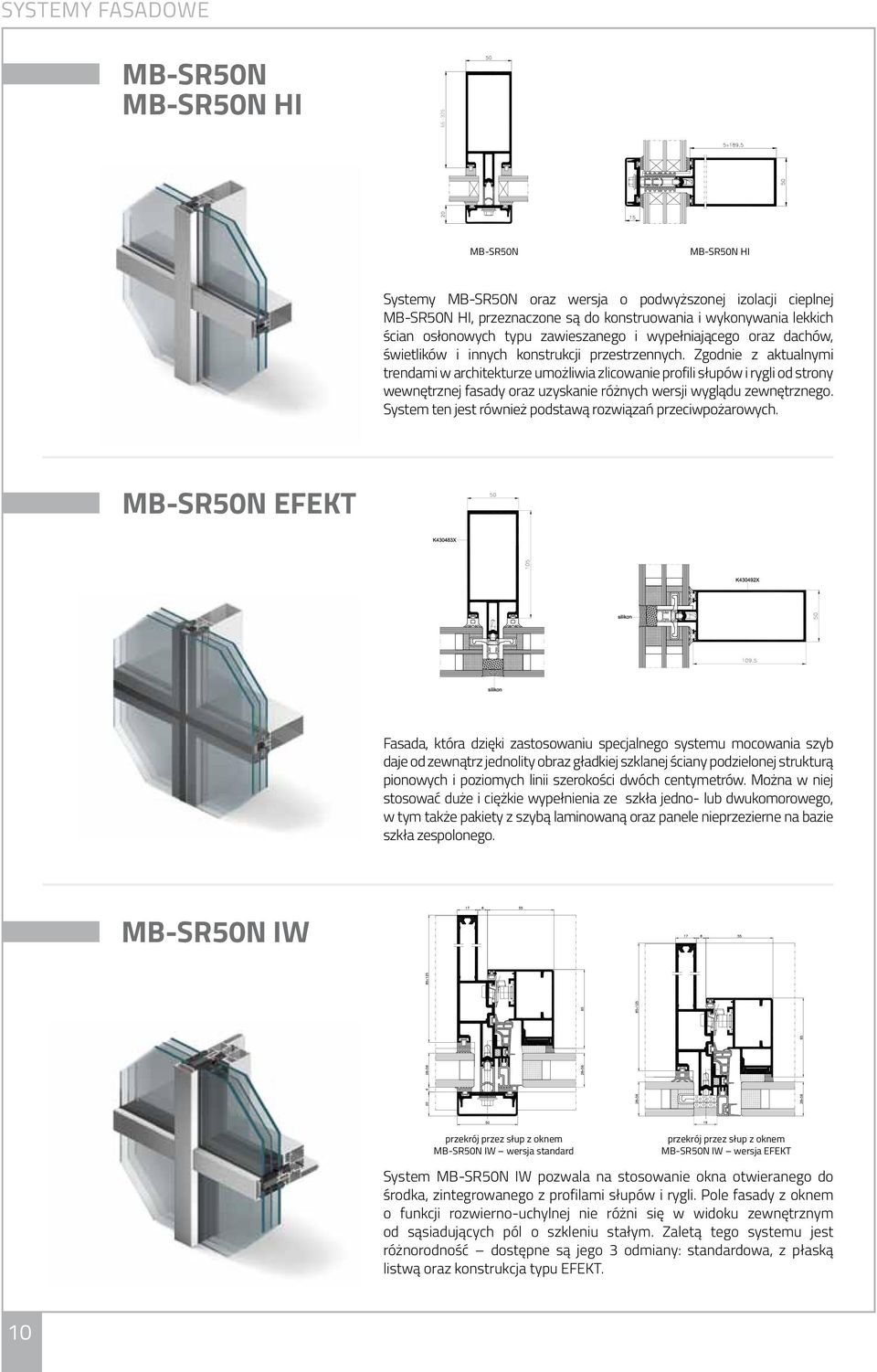 Zgodnie z aktualnymi trendami w architekturze umożliwia zlicowanie profili słupów i rygli od strony wewnętrznej fasady oraz uzyskanie różnych wersji wyglądu zewnętrznego.