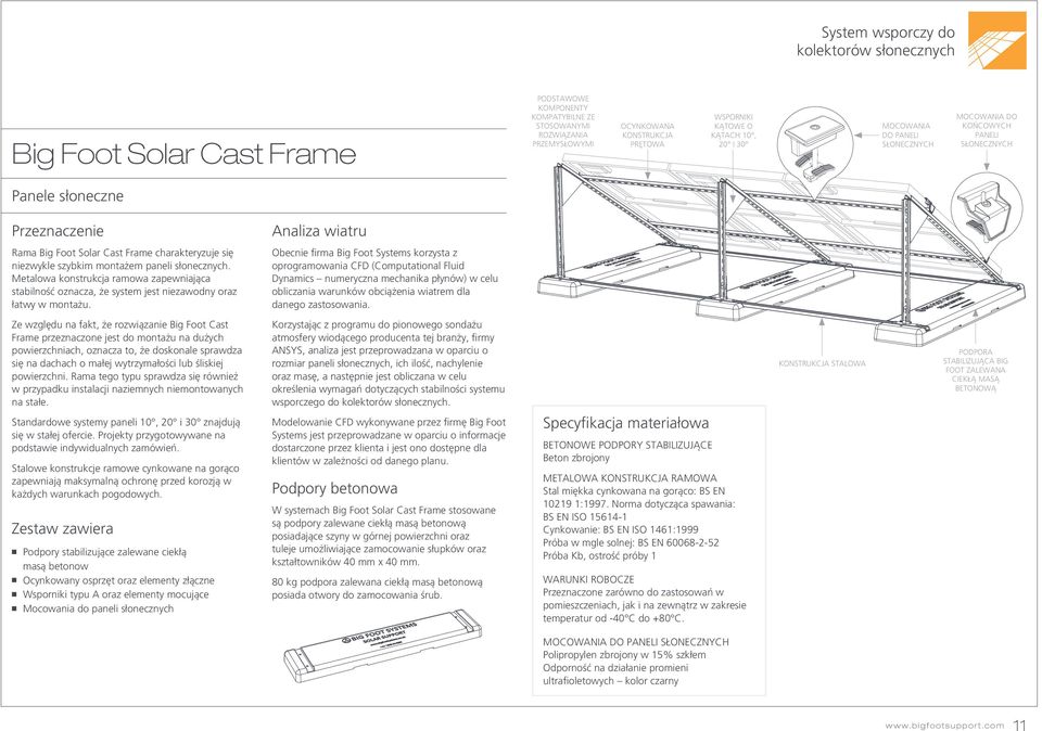 montażem paneli słonecznych. Metalowa konstrukcja ramowa zapewniająca stabilność oznacza, że system jest niezawodny oraz łatwy w montażu.