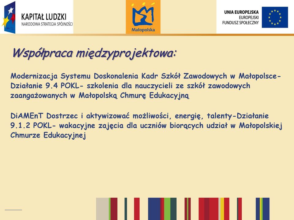 4 POKL- szkolenia dla nauczycieli ze szkół zawodowych zaangażowanych w Małopolską Chmurę