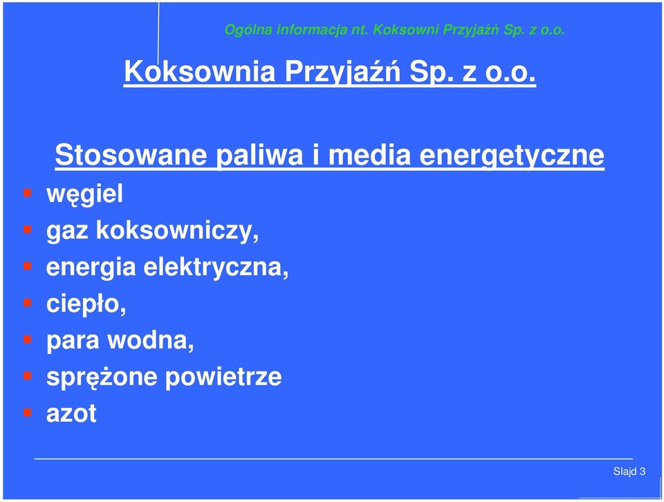 gaz koksowniczy, energia elektryczna, ciepło, para