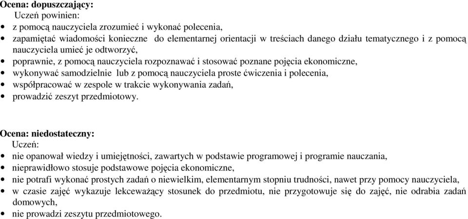 współpracować w zespole w trakcie wykonywania zadań, prowadzić zeszyt przedmiotowy.