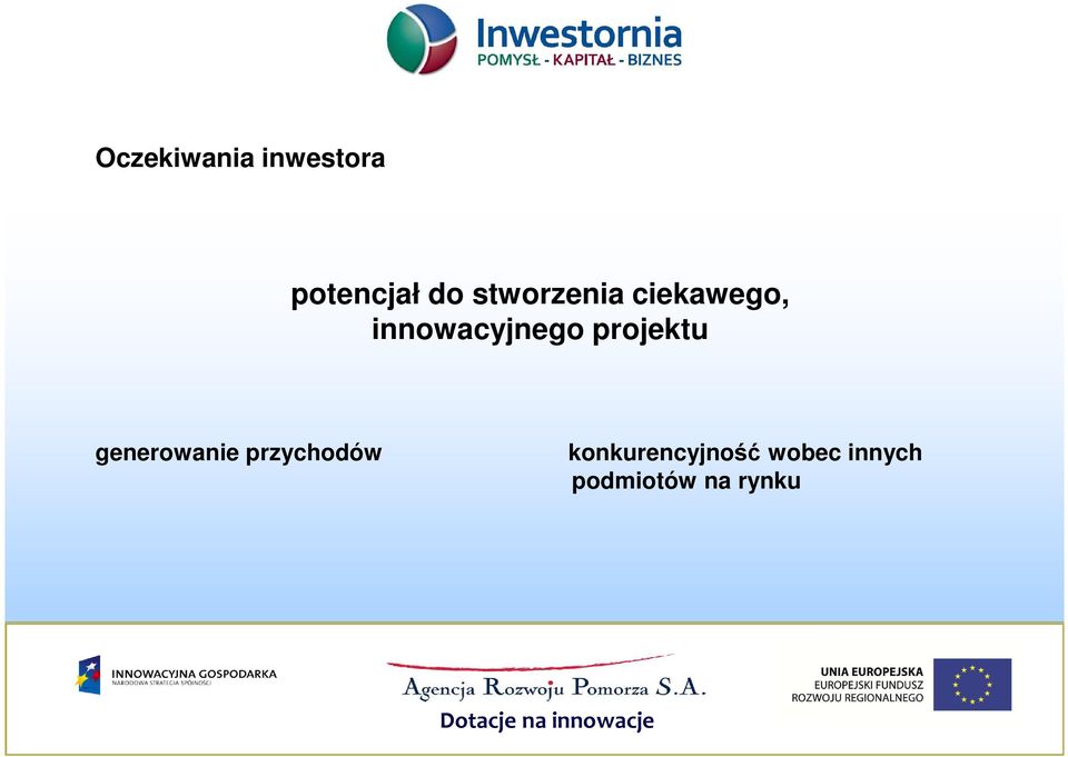 projektu generowanie przychodów