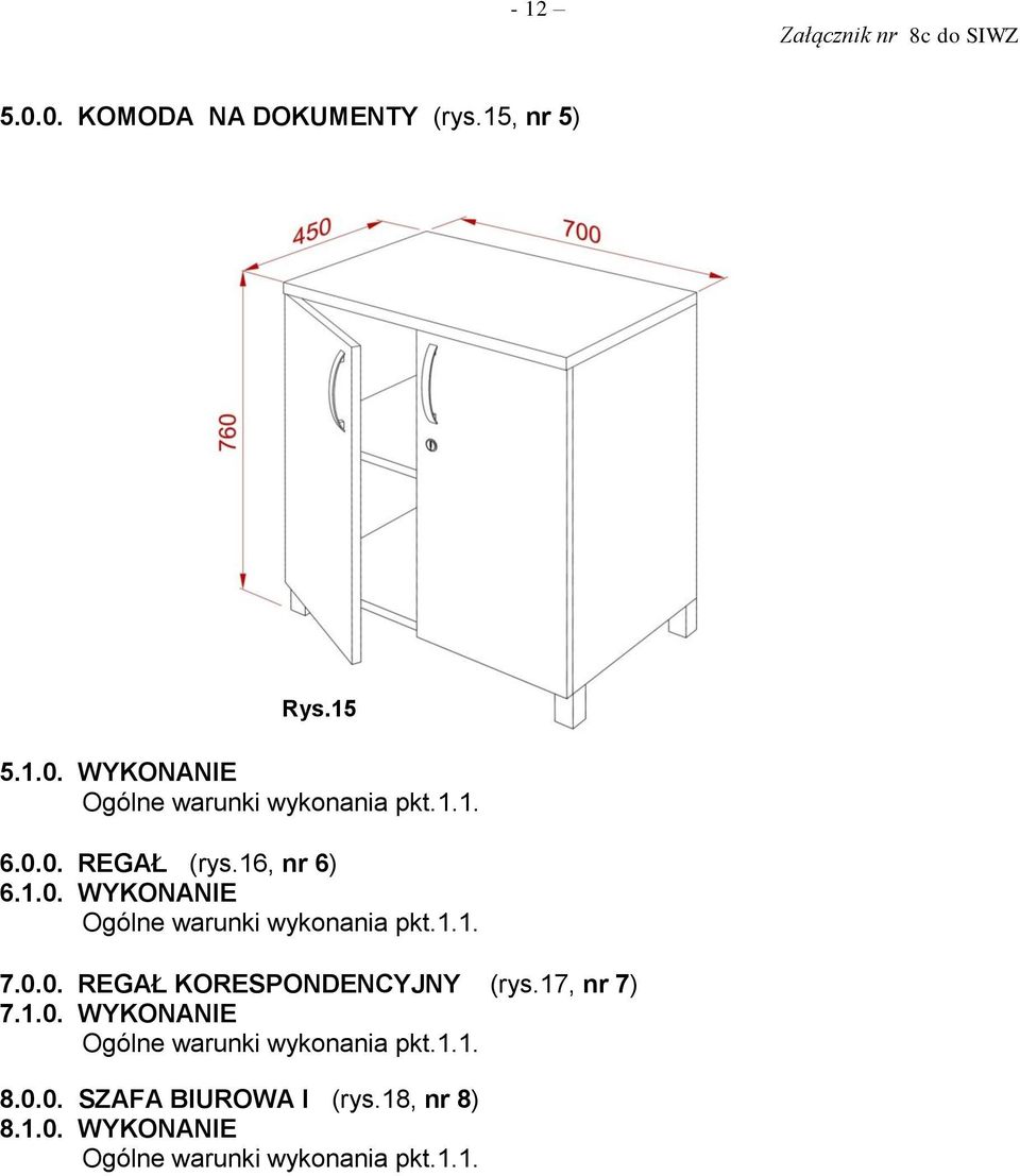 17, nr 7) 7.1.0. WYKONANIE 8.0.0. SZAFA BIUROWA I (rys.