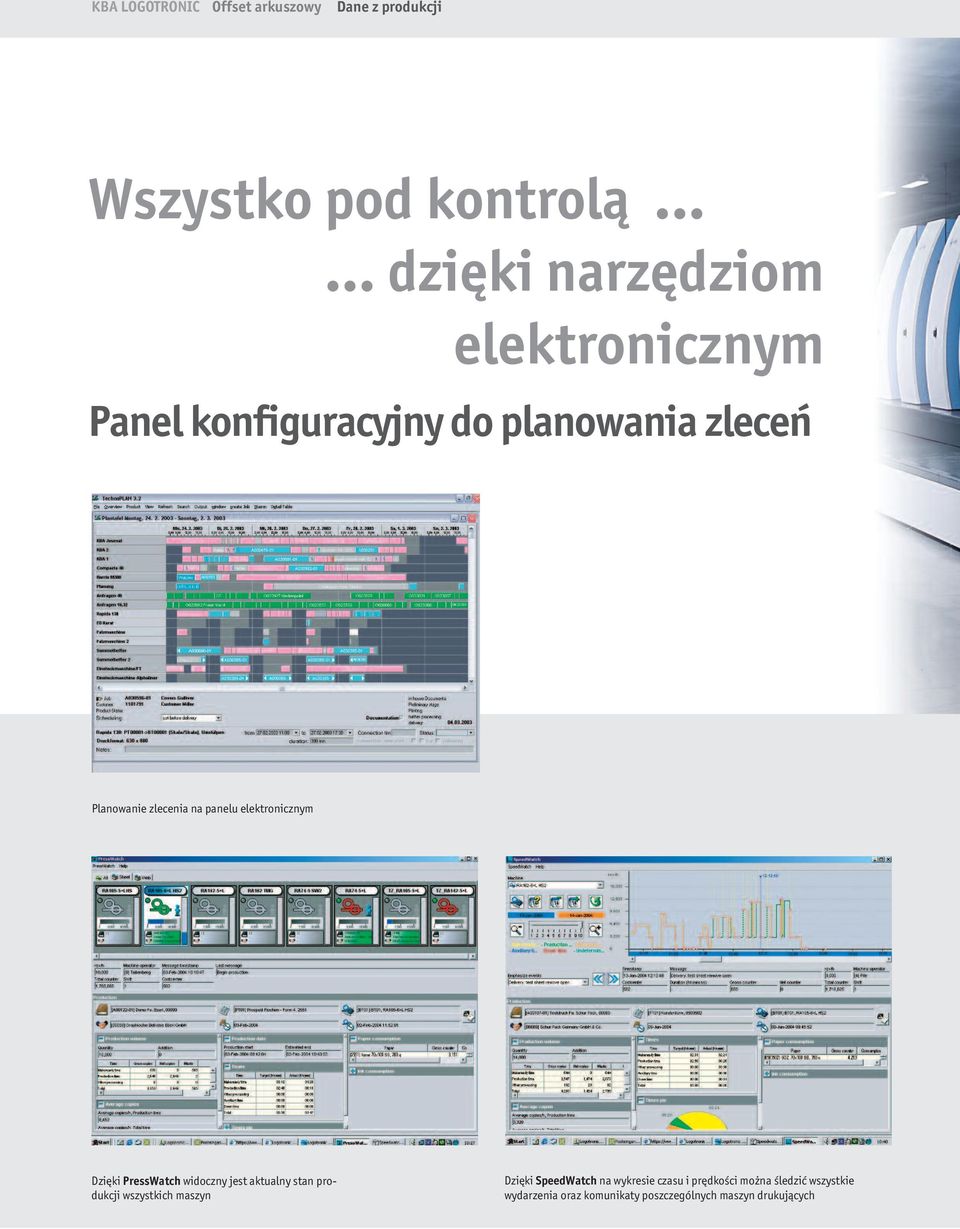 na panelu elektronicznym Dzięki PressWatch widoczny jest aktualny stan produkcji wszystkich maszyn