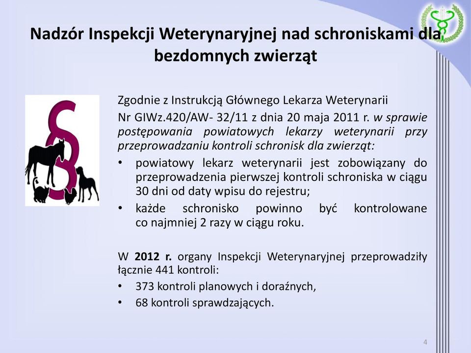 w sprawie postępowania powiatowych lekarzy weterynarii przy przeprowadzaniu kontroli schronisk dla zwierząt: powiatowy lekarz weterynarii jest zobowiązany do