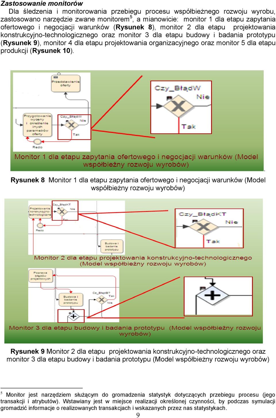 organizacyjnego oraz monitor 5 dla etapu produkcji (Rysunek 10). Rysunek 8 Monitor 1 dla etapu zapytania ofertowego i negocjacji warunków (Model współbieżny rozwoju wyrobów).