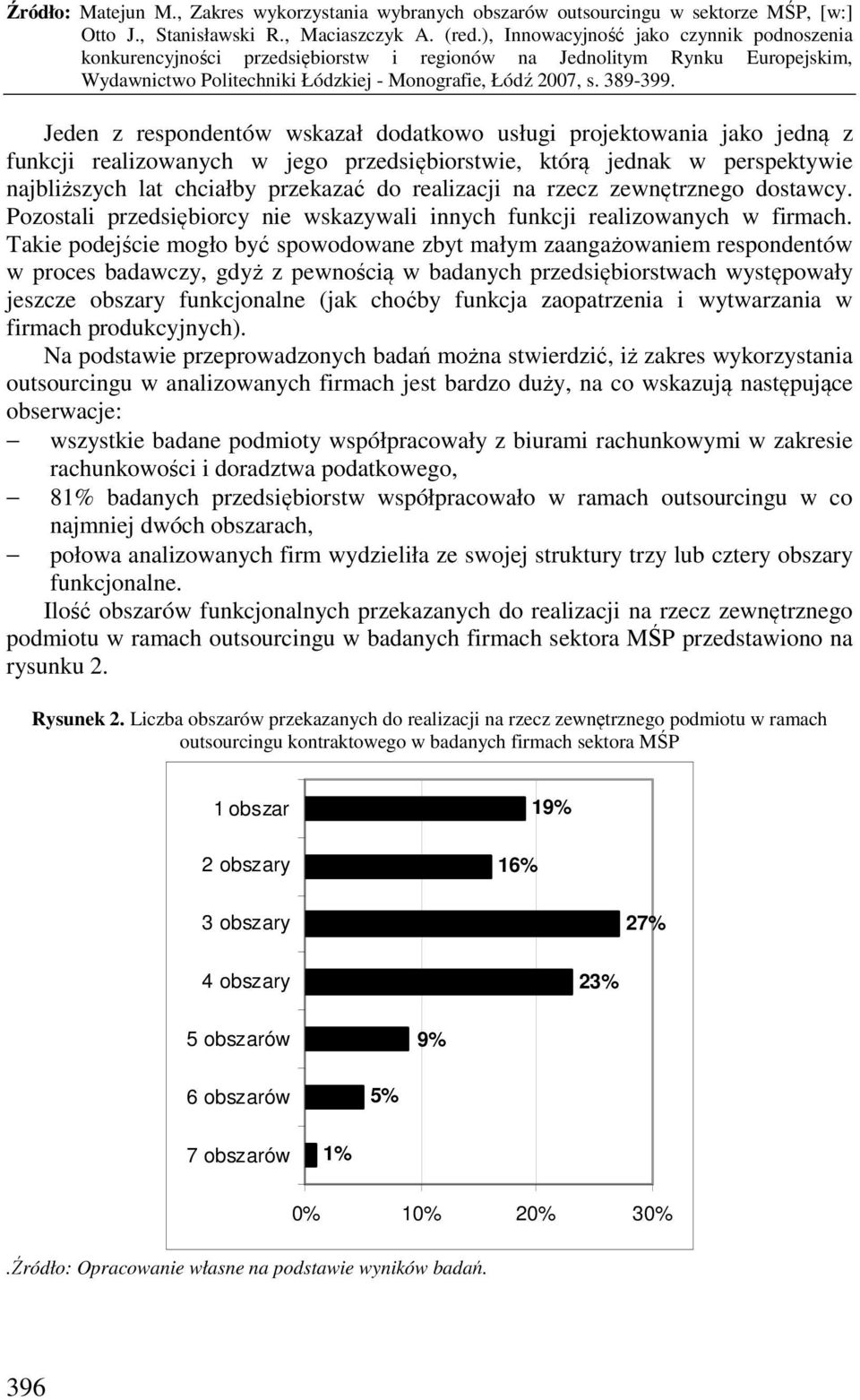 Takie podejście mogło być spowodowane zbyt małym zaangażowaniem respondentów w proces badawczy, gdyż z pewnością w badanych przedsiębiorstwach występowały jeszcze obszary funkcjonalne (jak choćby