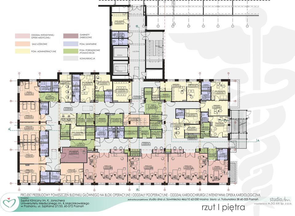 ORDYNATORA A: 15,94 m2 SEKRETARIAT A: 16,58 m2 A: 2,56 m2 IZOLATKA A: 15,61 m2 SALA KONFERENCYJNA A: 15,41 m2 P. PERSONELU A: 2,95 m2 MAG. BIEL. CZYSTEJ ŁAZ.