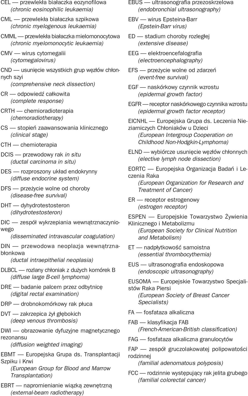 chemioradioterapia (chemoradiotherapy) CS stopień zaawansowania klinicznego (clinical stage) CTH chemioterapia DCIS przewodowy rak in situ (ductal carcinoma in situ) DES rozproszony układ endokrynny