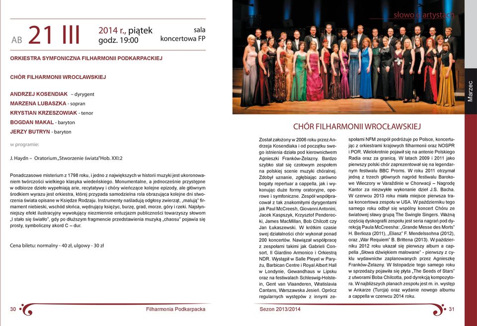 baryton Jerzy Butryn - baryton w programie: J. Haydn Oratorium Stworzenie świata Hob.