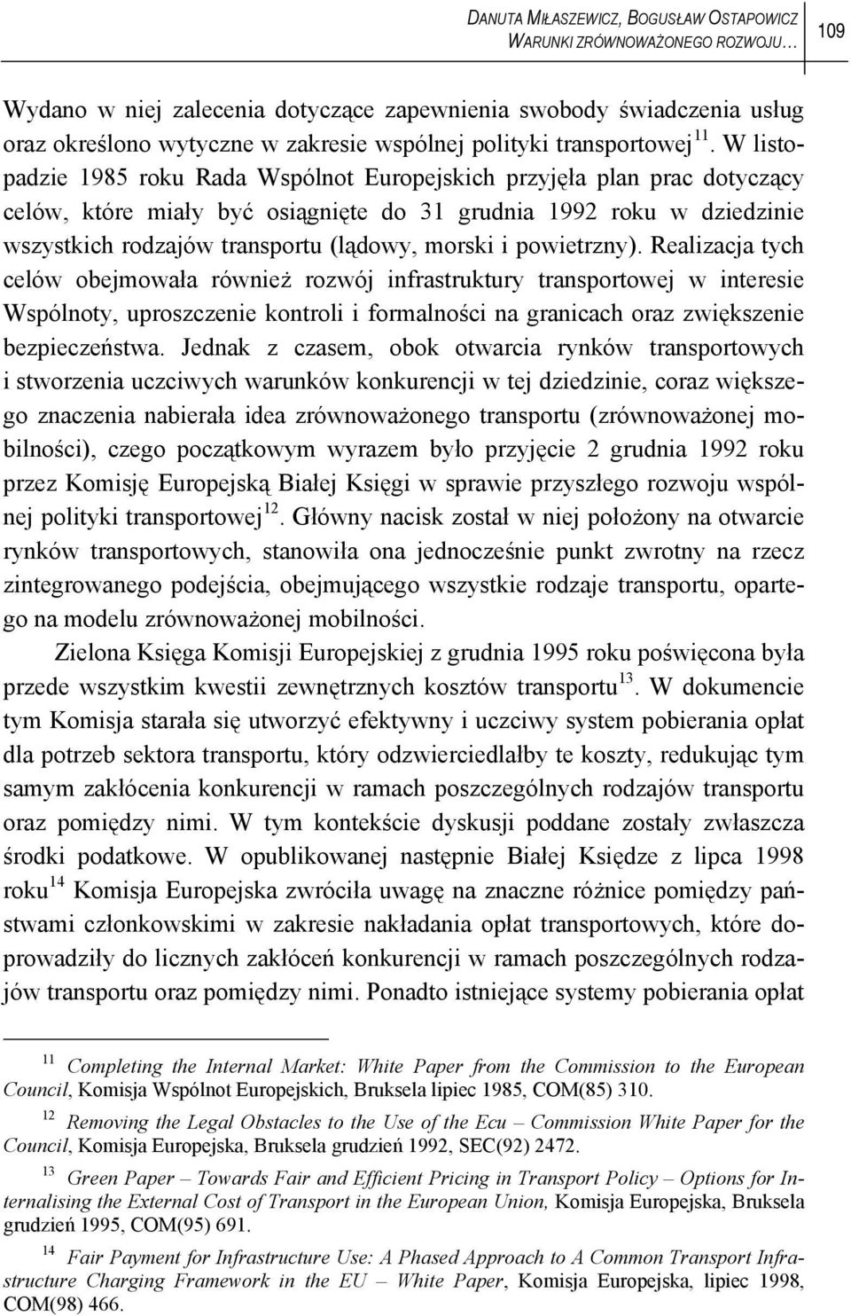 W listopadzie 1985 roku Rada Wspólnot Europejskich przyjęła plan prac dotyczący celów, które miały być osiągnięte do 31 grudnia 1992 roku w dziedzinie wszystkich rodzajów transportu (lądowy, morski i