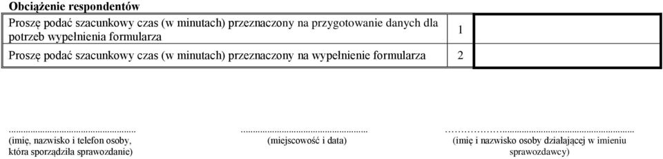 minutach) przeznaczony na wypełnienie formularza 2.