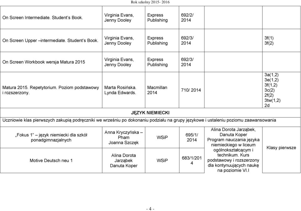 Virginia Evans, Jenny Dooley Express Publishing 692/3/ 3f(1) 3f(2) On Screen Workbook wersja Matura Virginia Evans, Jenny Dooley Express Publishing 692/3/ Matura. Repetytorium.