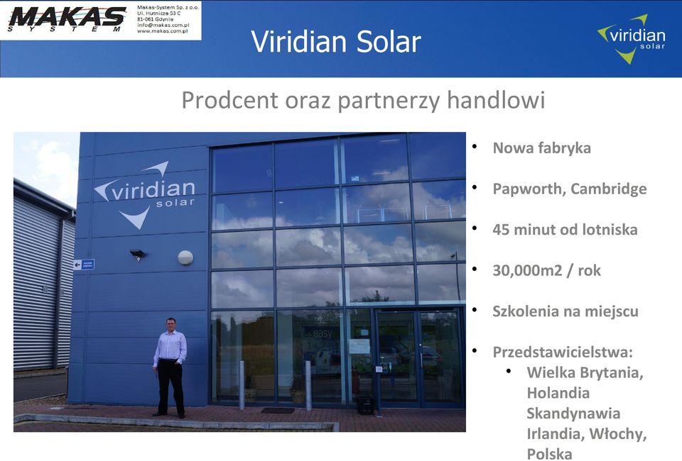 30,000m2 / rok Szkolenia na miejscu