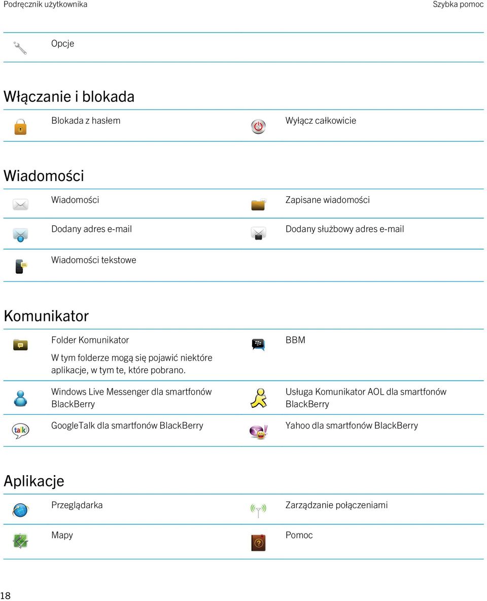 aplikacje, w tym te, które pobrano.
