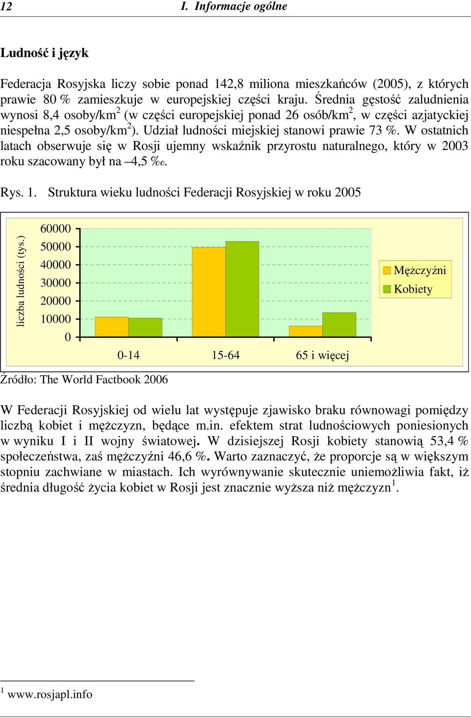 W ostatnich latach obserwuje się w Rosji ujemny wskaźnik przyrostu naturalnego, który w 2003 roku szacowany był na 4,5. Rys. 1.