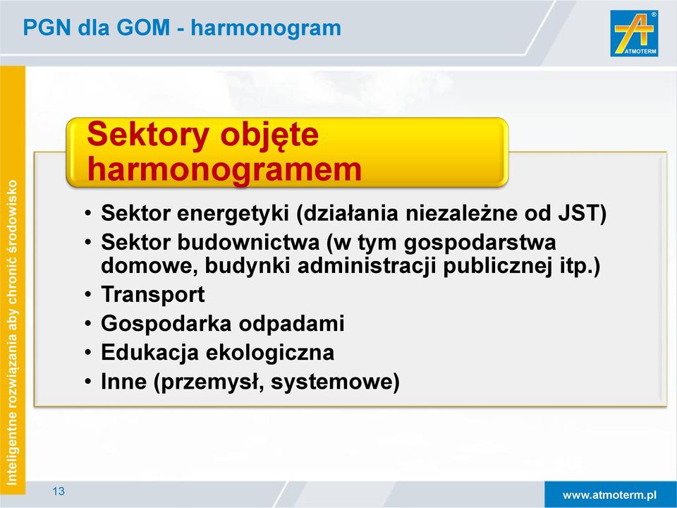 gospodarstwa domowe, budynki administracji publicznej itp.