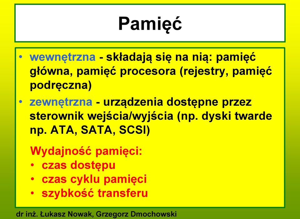 dostępne przez sterownik wejścia/wyjścia (np. dyski twarde np.