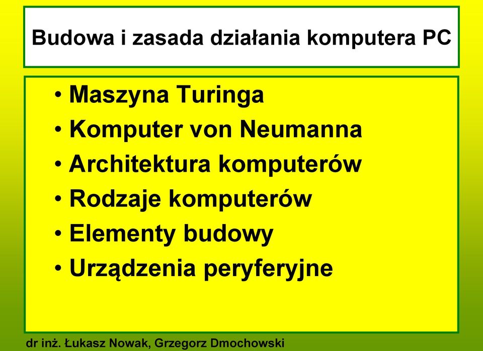 Architektura komputerów Rodzaje